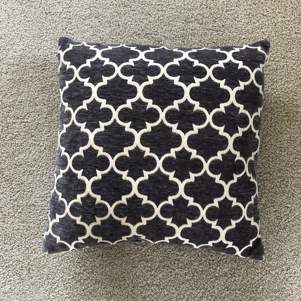 Charcoal Grey Moroccan Trellis Throw Pillow 18x18 Single Geometric Modern Boho